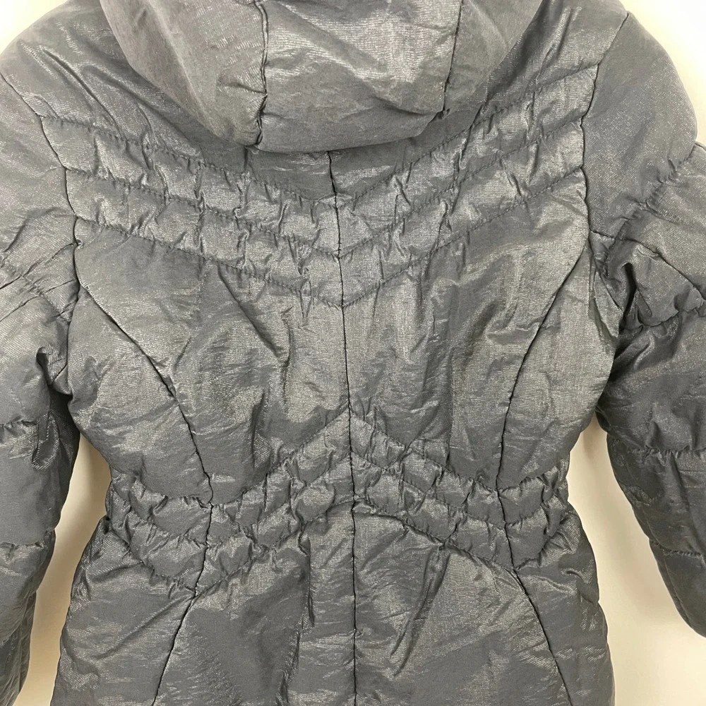 Zero Xposur Girls Black Puffer Jacket‎ Hooded Leopard Trim Coat - S